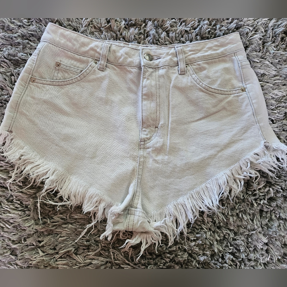 Topshop Size 8 Frayed Hem Women's High Waisted Shorts